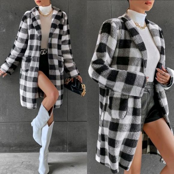 Jackets & Blazers - Buffalo Plaid Fleece Coat